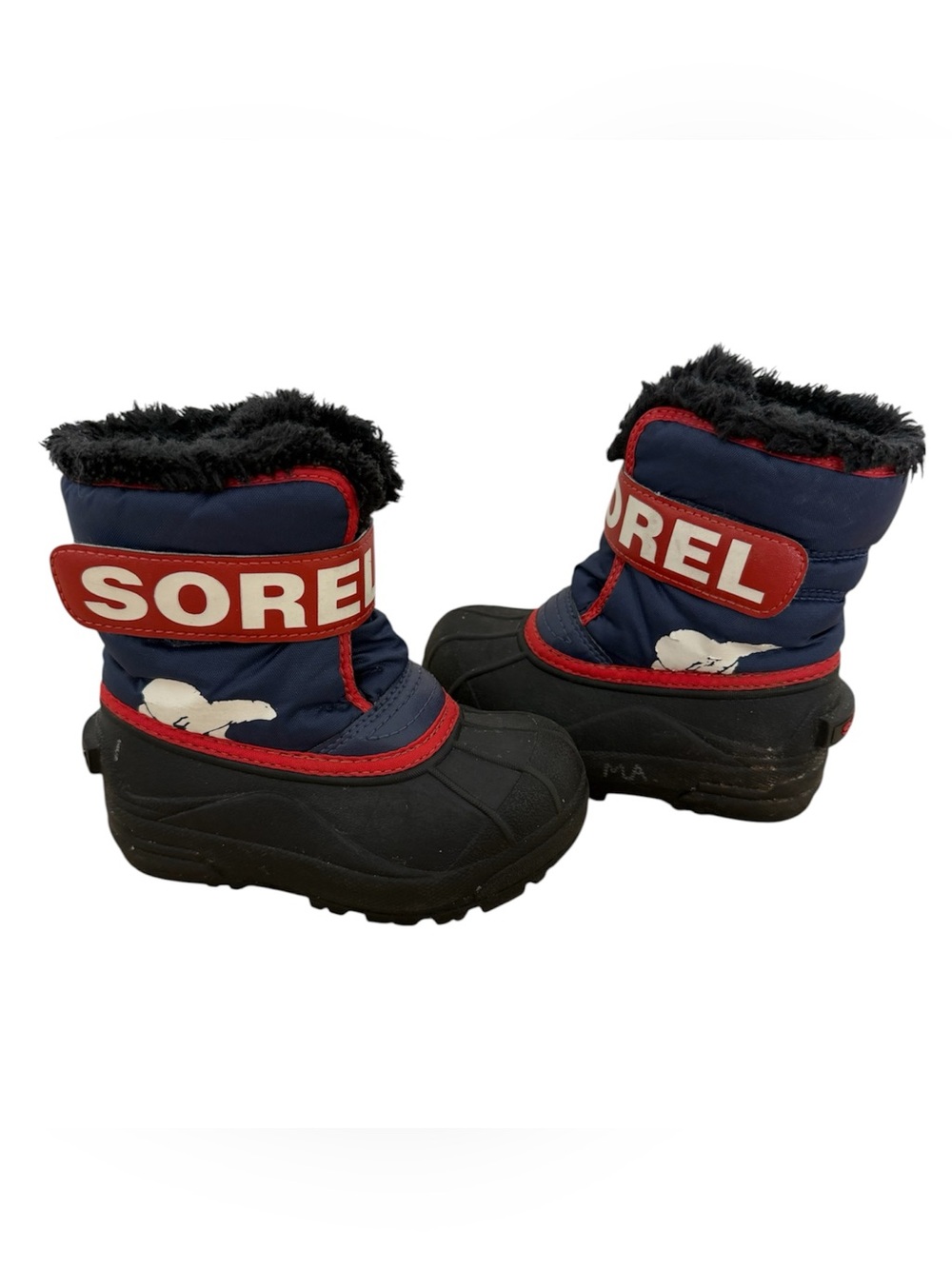 Sorel Kids Snow Commander Navy Blue Red Winter Boots Toddler Boys Girls Size 9